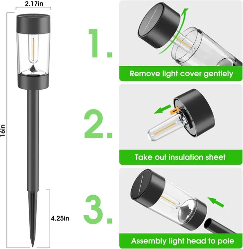 Vista 3 de Eyrosa Solar Lights Outdoor, 8 Pack Waterproof Solar Landscape Lighting for Pathway Garden Yard Path Walkway Driveway Lawn Patio Outside Decor, Cool