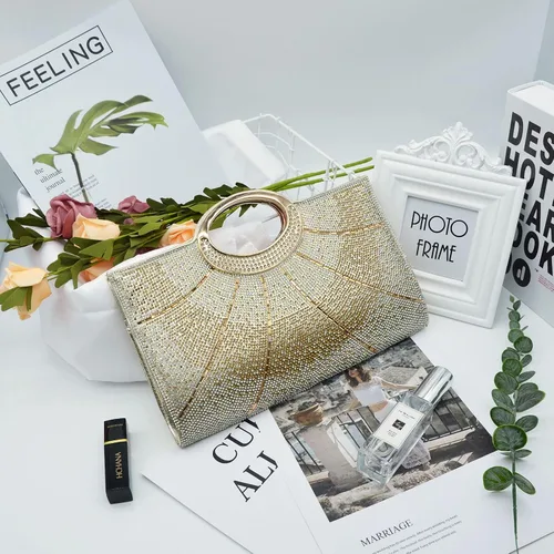 Vista 2 de GESU Bolsos de mano para mujer con diamantes de imitación para boda fiesta cóctel bolsos