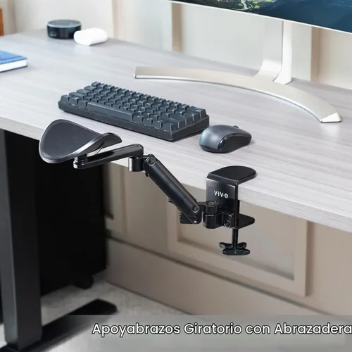 Vista 3 de VIVO Reposabrazos ajustable universal con abrazadera, cojín giratorio para codo de escritorio, soporte de brazo de plataforma de extensión sobre
