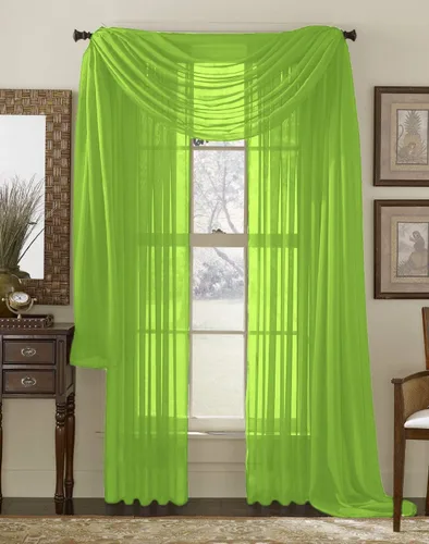 Vista 5 de Juego de 3 piezas de cortinas y cenefa Interior Trends, fina, totalmente cosida, juego de 2 cortinas y 1 cenefa a juego