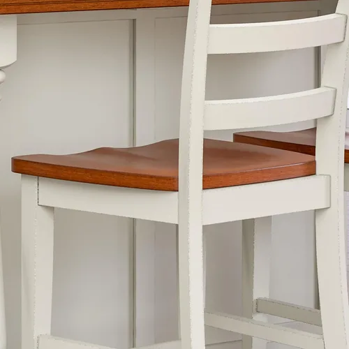 Vista 5 de Homestyles Monarch Taburete de bar de madera blanca antigua