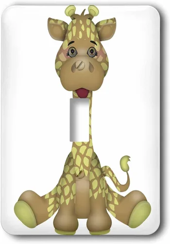 Vista 2 de 3dRose Cute Brown and Light Green Baby Giraffe Sitting 2 plug outlet cover