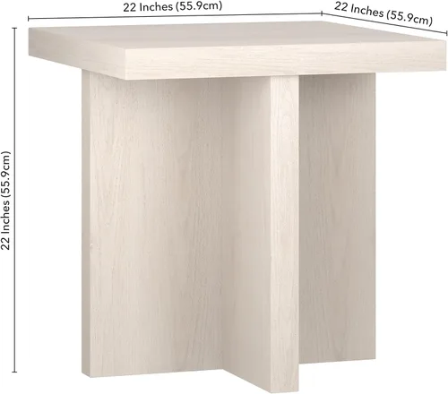 Vista 3 de Henn&Hart - Mesa auxiliar de 22 pulgadas, mesita de noche, mesa auxiliar, color blanco haya