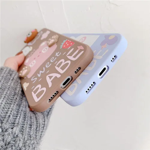 Vista 4 de Bonita funda de dibujos animados compatible con Samsung Galaxy S20, funda protectora de goma de silicona suave con personaje de muñeca de cachorro