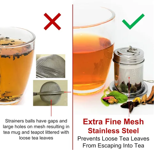 Vista 6 de URBAN ESCAPE - Té más empinado para hojas de té sueltas (paquete de 2 unidades, grande para tetera/hervidor y pequeño para taza/taza de 20 onzas)
