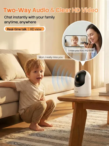 Vista 6 de Tenda Cámara de seguridad interior 2K para monitor de bebé, WiFi 6 para mascotas/perros, para seguridad del hogar, panorámica/inclinación de 360°