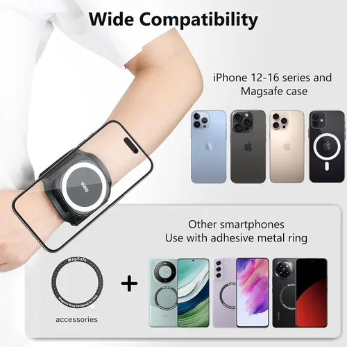 Vista 2 de VRIG 360 - Soporte magnético giratorio para teléfono celular, soporte magnético para teléfono, compatible con Magsafe iPhone 16, 15, 14, 13, 12 Pro