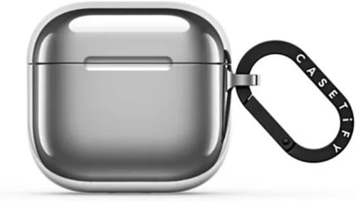 Vista 7 de Funda para AirPods con espejo de CASETiFY (4ª generación) con anillo - Black Kingsnake - Plateado