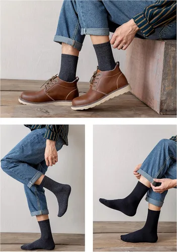 Vista 5 de Calcetines acolchados de algodón para hombre, calcetines suaves y finos de algodón para hombre, calcetines por encima del tobillo, 7 pares