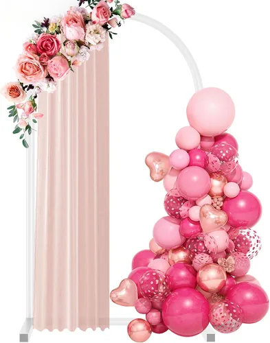 Vista 8 de Soporte de arco de globos de metal dorado de 6 pies, soporte de arco de fondo con base estable, decoración de boda, cumpleaños, baby shower y fiesta