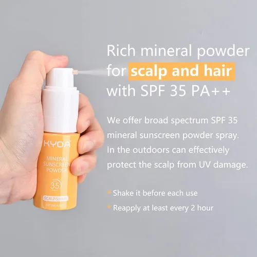 Vista 7 de KYDA Champú seco en polvo SPF 35, 0.71 onzas de tamaño de viaje Mineral Scalp Sunscrren Champú seco para mujeres y hombres, sin aerosol, champú