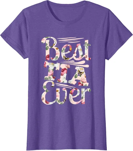 Vista 24 de Camiseta para mujer con texto en inglés "Best Tia Ever" Negro