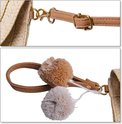 Vista 5 de Freie Liebe Bolsos de mano de paja para mujer, bolsos de playa de verano, bolsos de mano tejidos tipo sobre