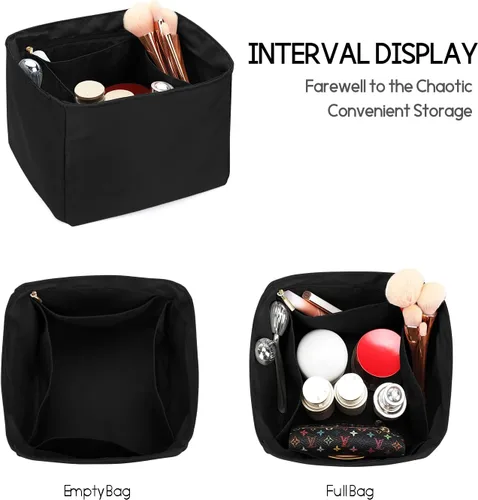 Vista 4 de LEXSION Organizador de bolsos sedosos para bolsas de Picotin 1822, organizador de bolso, inserto de lujo con cremallera, bolso de mano, moldeadores