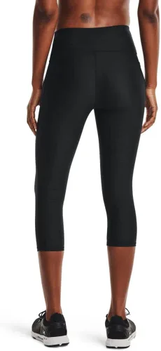 Vista 3 de Under Armour - Leggings capri con bolsillos para mujer, de tela HeatGear, de tiro alto y con pretina antideslizante