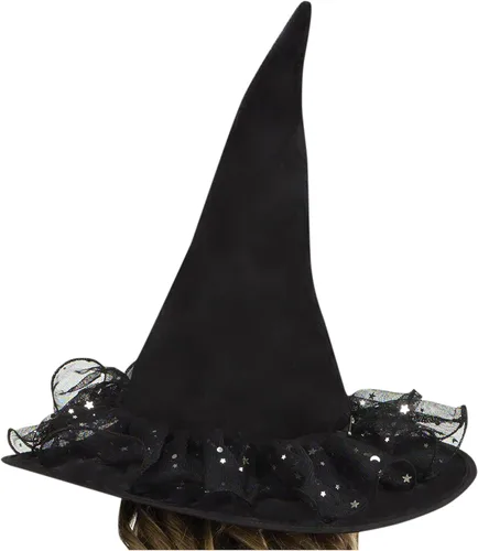 Vista 3 de Disfraz infantil de bruja con brillantina, M, Negro