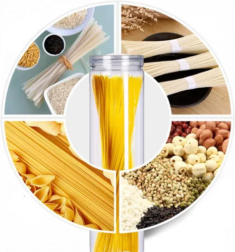 Vista 5 de 3 tarros de plástico transparente para almacenamiento de alimentos con tapa, recipientes de plástico para pasta de espaguetis con tapas de rosca