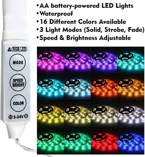 Vista 5 de PARTYPONG Barra de fiesta portátil plegable negra con luces LED multicolor patentadas, falda negra y estante de almacenamiento, juego doble