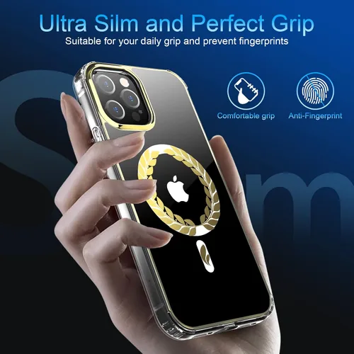Vista 7 de Hasaky Funda magnética diseñada para iPhone 12 Pro Max de 6.7 pulgadas, compatible con MagSafe, purpurina brillante transparente [no amarillento]