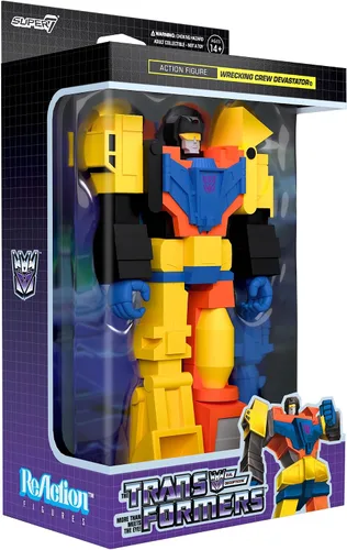 Vista 3 de Super7 Transformers Wrecking Crew Devastator - Figura de acción de Transformers de 3.75 pulgadas con accesorio, coleccionables clásicos de dibujos