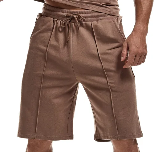 Vista 4 de Conjunto de 2 piezas para hombre de verano casual cuello redondo muscular manga corta camisetas y pantalones cortos deportivos de ajuste clásico