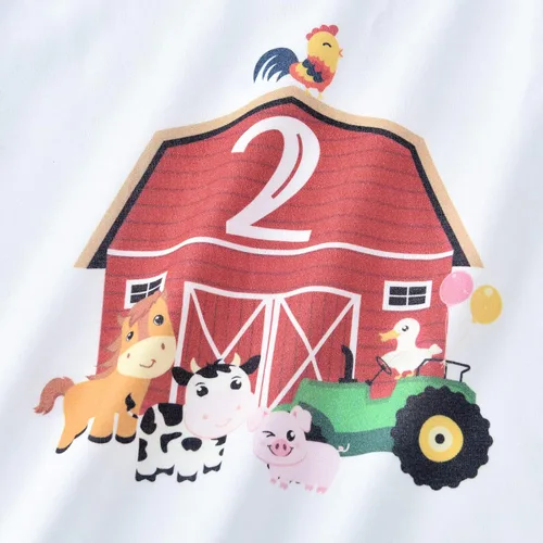 Vista 2 de Camiseta de bebé para 2 cumpleaños diseño de animales de granja 2 años de edad B-Day