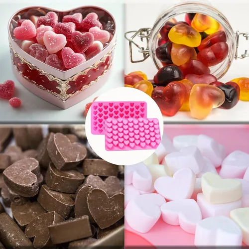 Vista 7 de 2 moldes de silicona de corazón antiadherentes de grado alimenticio reutilizable para hornear, para gelatina, dulces, suministros para hacer