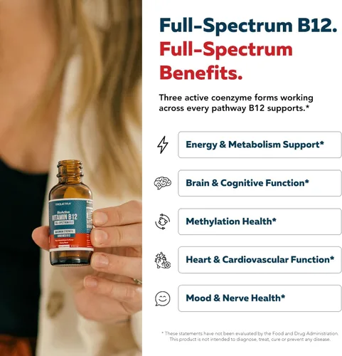 Vista 5 de Vitamina BioActiva B12 5000 mcg Contiene 3 Formas BioActivas de B12 Plus Cofactor Metilfolato - Metil B12, Adenosil B12 y Hidroxi B12