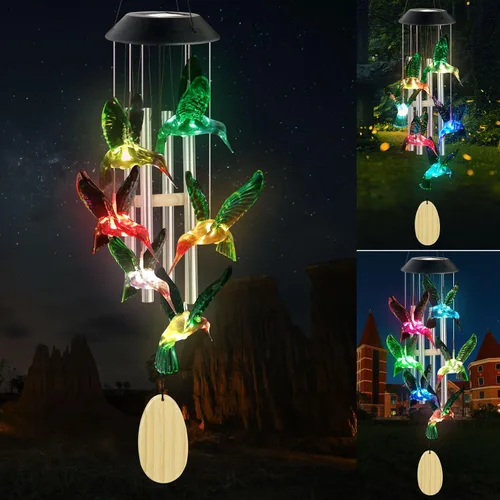Vista 11 de Campanillas de viento solares de mariposas, nuevo regalo para todas las mamás/papás/mujeres/abuelas/hijas/tías/amigas/esposas y hermanas. Decoración