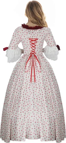 Vista 3 de Vestido de baile rococó para mujer, vestido retro gótico victoriano, vestido de fiesta rosa floral elegante vestido de Halloween Cosplay traje