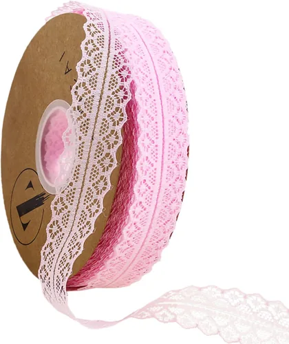 Vista 11 de Cinta de encaje con ribete, tela de encaje con patrón vintage en rollo - Perfecta para envolver regalos, manualidades, diseño de flores, costura