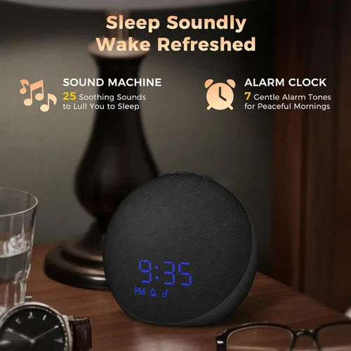 Vista 2 de Máquina de Sonido Reloj Despertador para Dormitorio: 25 Sonidos Naturales de Sueño - Máquina de Ruido Blanco para Adultos, Niños y Bebés - Suave