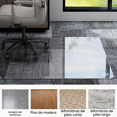 Vista 5 de GLSLAND Tapete de vidrio templado de 47 x 32 pulgadas para silla, protector de suelo resistente para alfombras y suelos duros, resistente a
