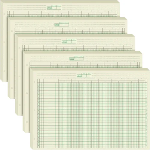 Vista 9 de Fulmoon - Paquete de 5 blocs de papel contable con 250 hojas, hojas de análisis contable con columnas, 3 agujeros, libro de contabilidad