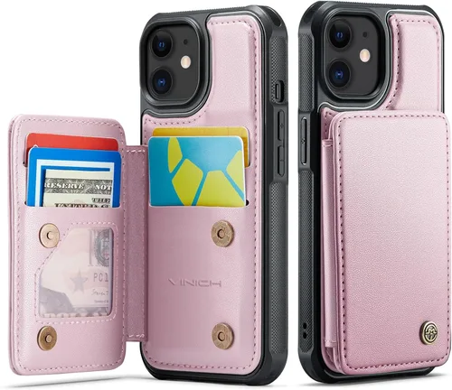 Vista 111 de Vinich for iPhone XR Wallet Case with Card Holder, Black RFID Blocking Credit Slots, Kickstand, Shockproof Flip Phone Cover, PU Leather, Double