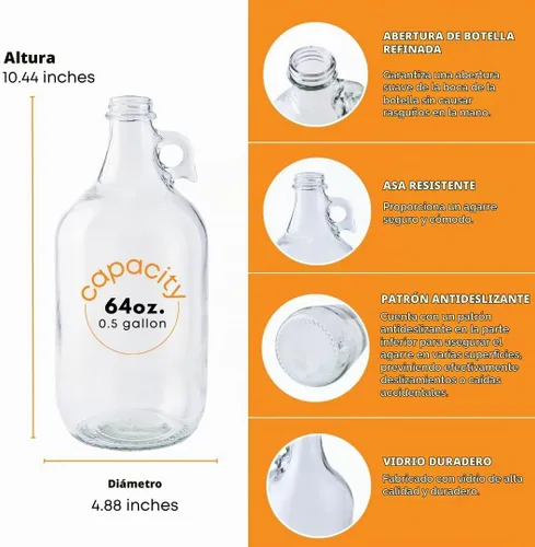 Vista 3 de Dispensador de detergente para ropa de vidrio con bomba Jarra de medio galón 64 oz Food-grade Laundry Detergent Pump Dispenser with airtight