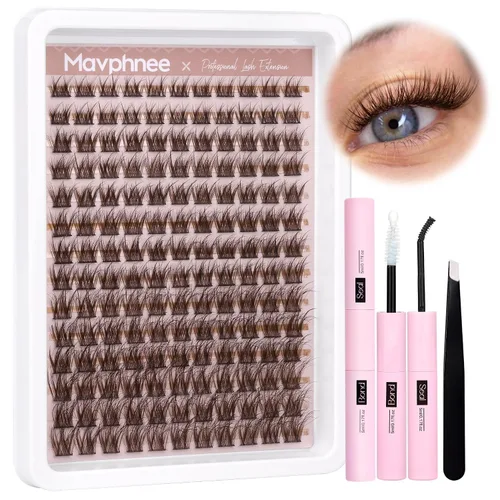 Vista 20 de Extensiones de pestañas en racimo naturales DIY, extensiones de pestañas en racimo con curva C, extensiones de pestañas en racimo para ojo de gato