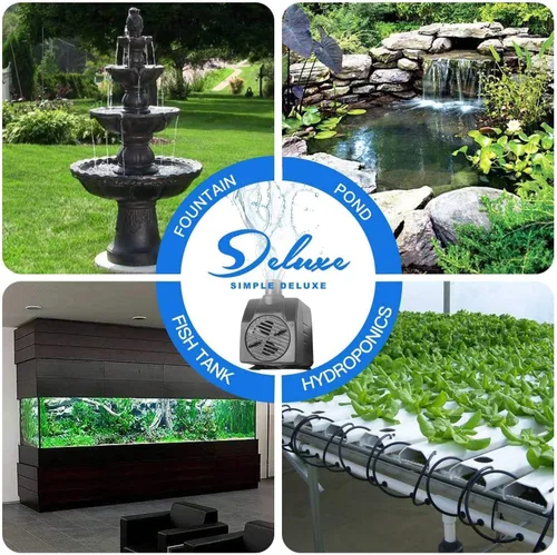 Vista 7 de Simple Deluxe 80 GPH Bomba de Agua Sumergible (300L/H, 3.6W), Bomba de Fuente Ultra Silenciosa con 2.6 pies, 2 Boquillas para Acuario, Piscina