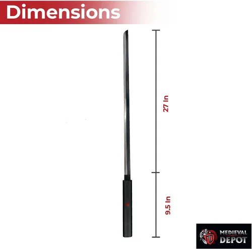 Vista 2 de MedievalDepot Sasuke Kusanagi Espada Negra – Total 40" – Hoja de acero completa con acabado mate, funda y mango de madera – Exhibición inspirada