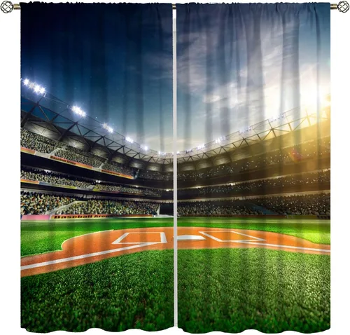 Vista 11 de Cortinas opacas de baloncesto, para niños, deportes, baloncesto, estadio, campo, niños, adolescentes, hombres, arte impreso, ventanas, tratamientos