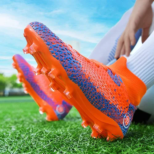 Vista 5 de MEBAMY Botas de fútbol altas unisex Tacos al aire libre Zapatillas deportivas de fútbol de césped Zapatos de fútbol Spikes Indoor Youth AG Fútbol