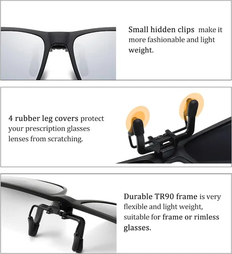Vista 3 de Gafas de sol polarizadas con clip para hombres y mujeres con más de prescripción FF6002