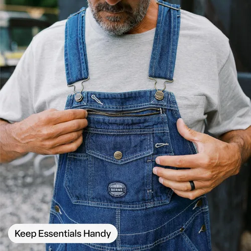 Vista 6 de Berne Overol con peto lavado adoquín para hombre