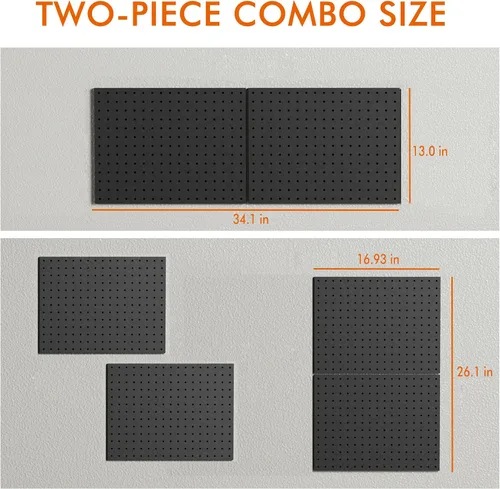 Vista 5 de Paneles de metal con clavijas, paquete de 2 tableros de pared de acero