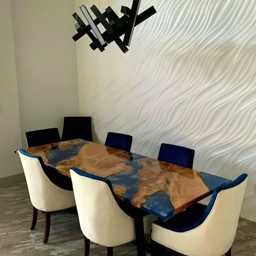 Vista 2 de Mesa EPOXY grande personalizada, mesa de comedor de resina para 2, 4, 6, 8 mesas de comedor de madera de río, mesa de centro de epoxi de madera