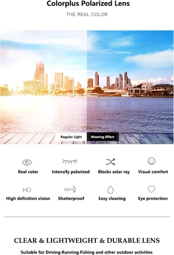 Vista 5 de Colorplus - Gafas de sol polarizadas para adultos, unisex, retro, redondas, con lentes de espejo