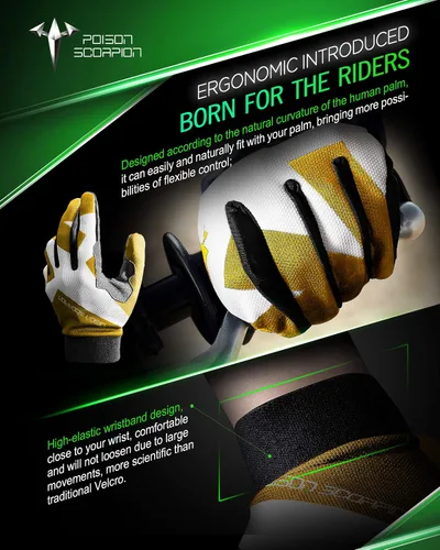 Vista 4 de POISON SCORPION Motocicleta Motocross Dirt Bike Guantes para hombres y mujeres
