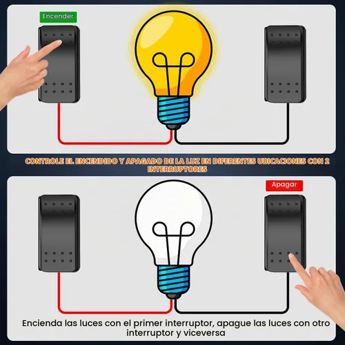 Vista 6 de Nilight Interruptor de 3 vías de encendido y apagado, control de palanca basculante, una sola carga desde dos ubicaciones separadas, interruptores