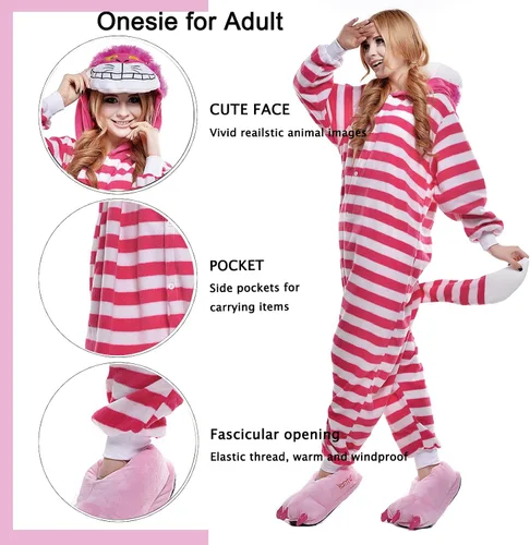 Vista 6 de SWEETXIN Pijama unisex para adultos y niños, para Halloween, Navidad, ropa de dormir, traje de cosplay para mujeres y hombres