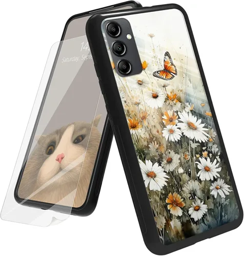 Vista 149 de Funda para Samsung Galaxy A12 5G con protector de pantalla, parte trasera de vidrio templado + TPU de silicona suave que absorbe los golpes
